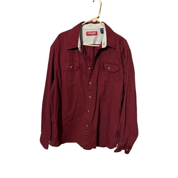 Wrangler Button Down Shirt Mens XL Burgundy Color - Picture 1 of 6